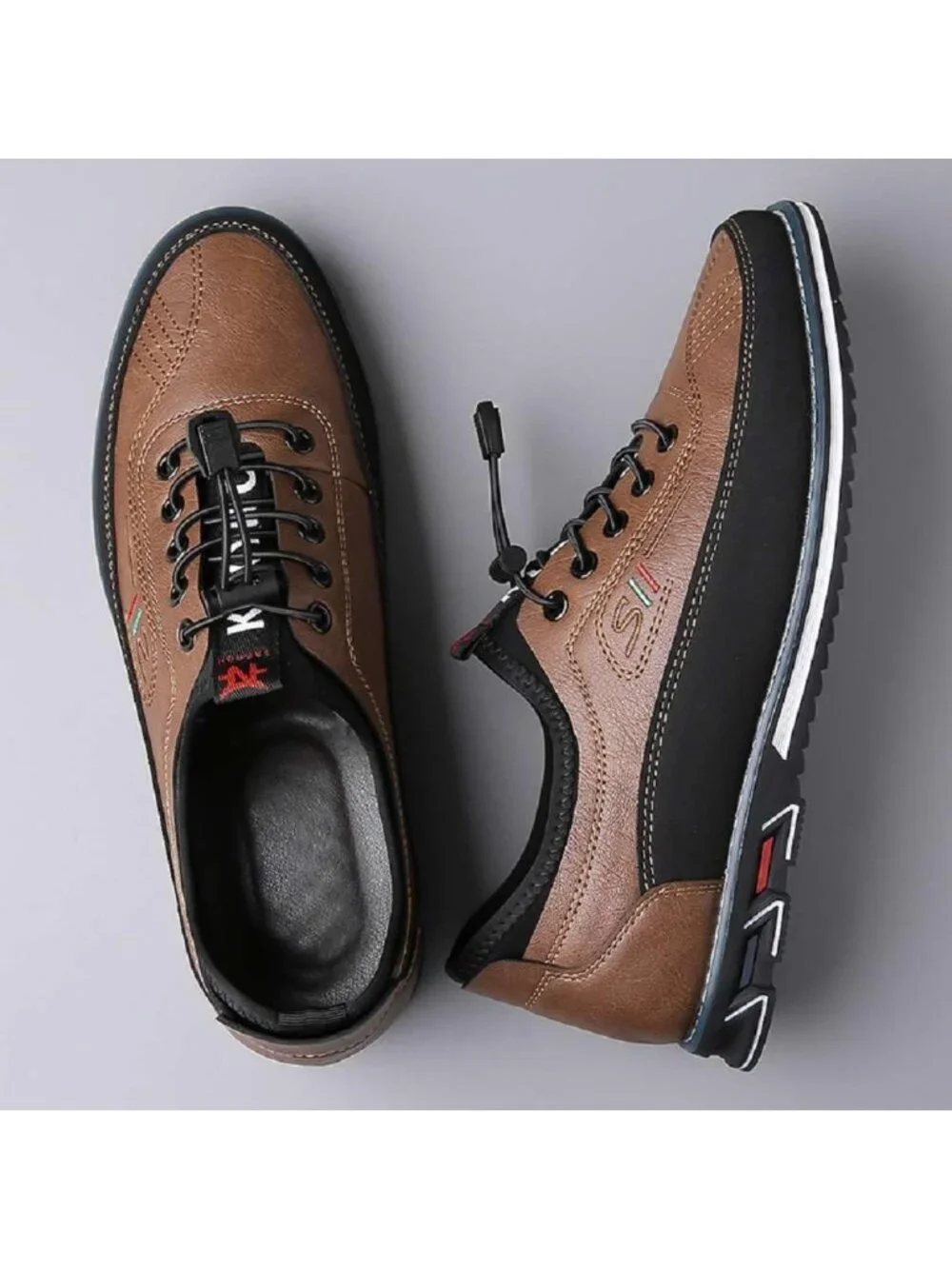 Men's Brown Textured Pebbled Leather Lace-up Pointed Toe Driving Loafers Shoes